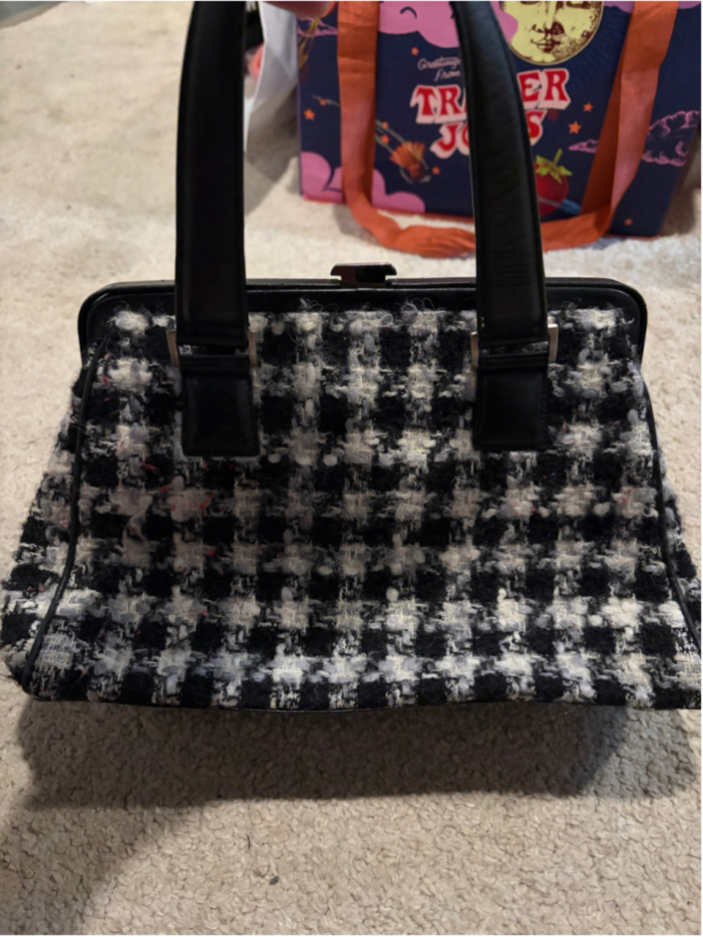 Vintage Classiques Entier tweed gingham frame bag - Picture 3 of 9